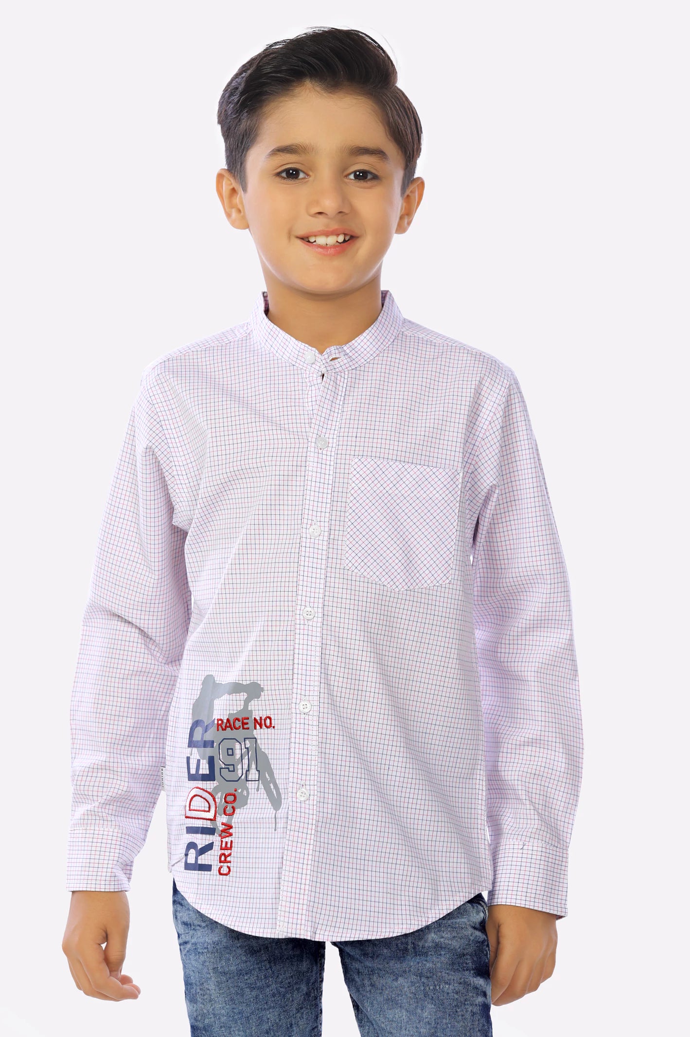 Superhero Button Down Shirt-Multicolor Minicheck Boys Shirt