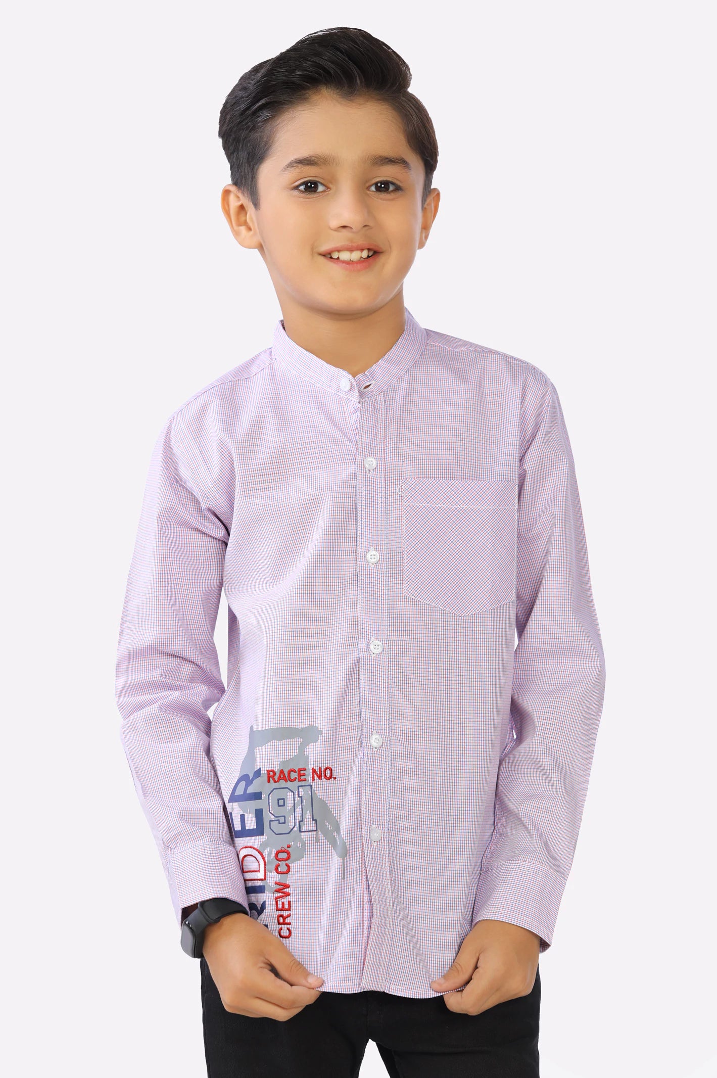 Aesthetic Button Down Shirt-Multicolor Minicheck Boys Shirt