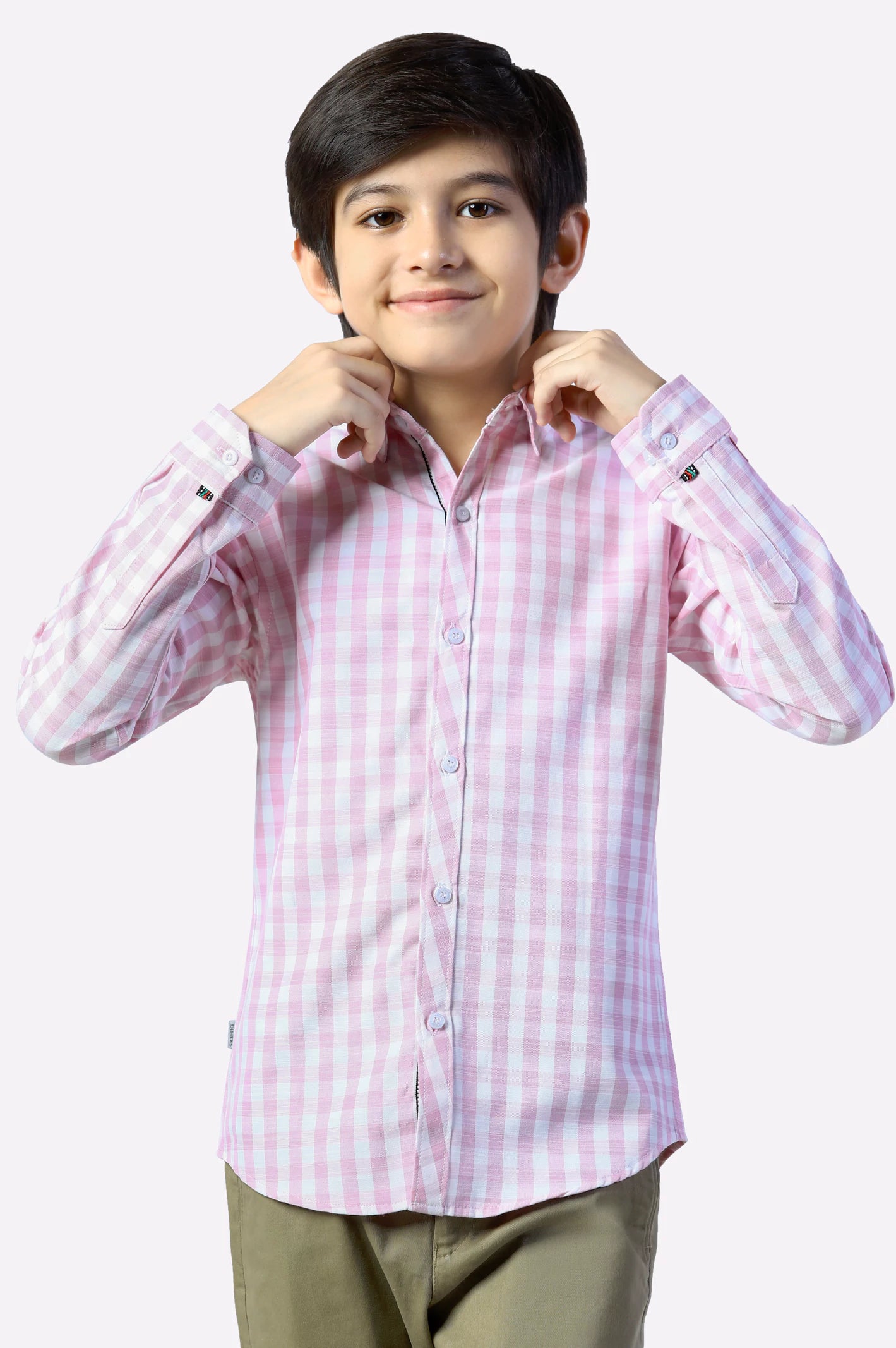 Festival Button Down Shirt-Pink Gingham Check Casual Shirt