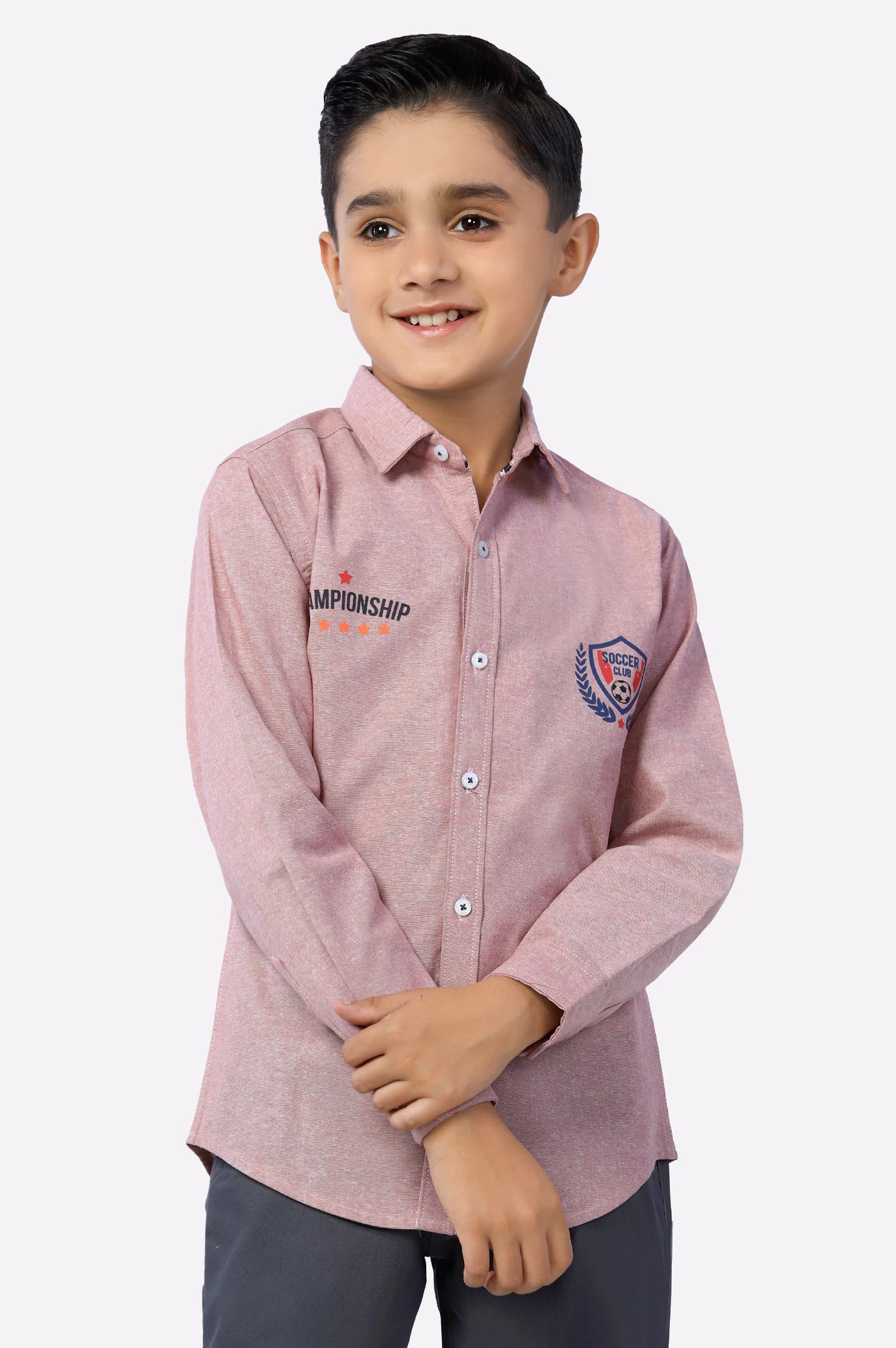 Dragon Button Down Shirt-Red Textured Boys Shirt