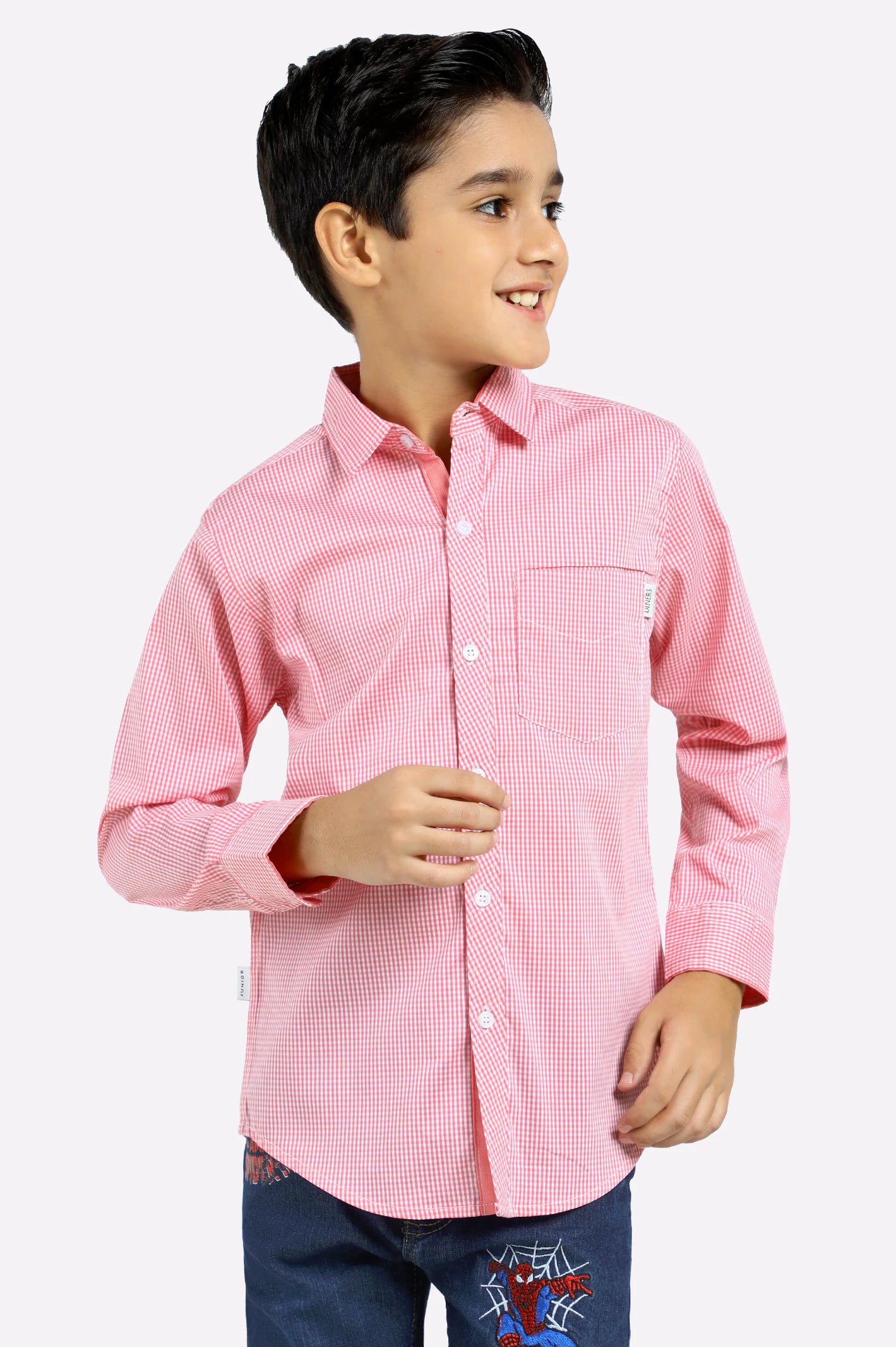 Wedding Button Down Shirt-Pink Gingham Check Casual Shirt