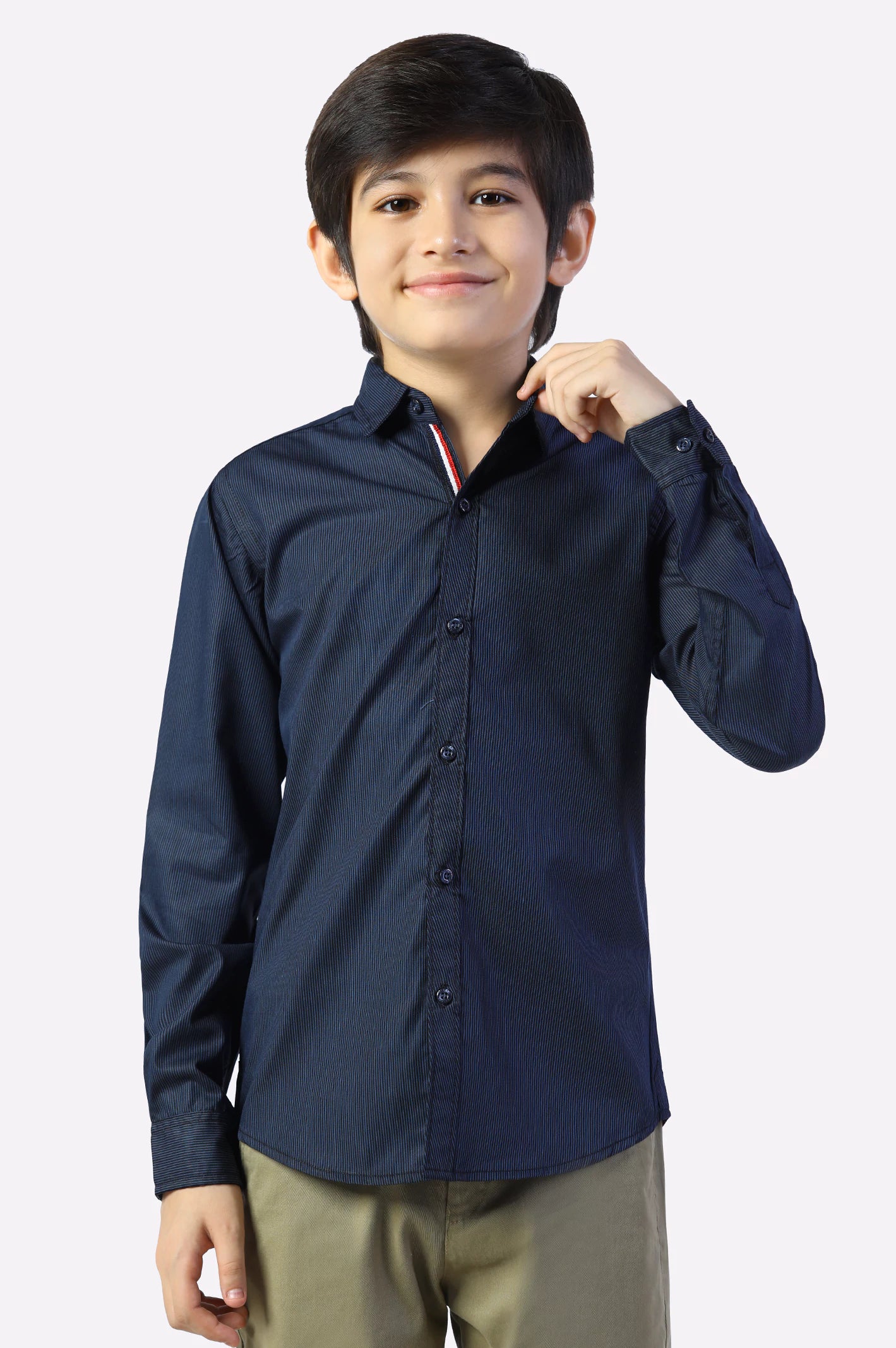 Resort Button Down Shirt-Black Hairline Stripes Casual Shirt