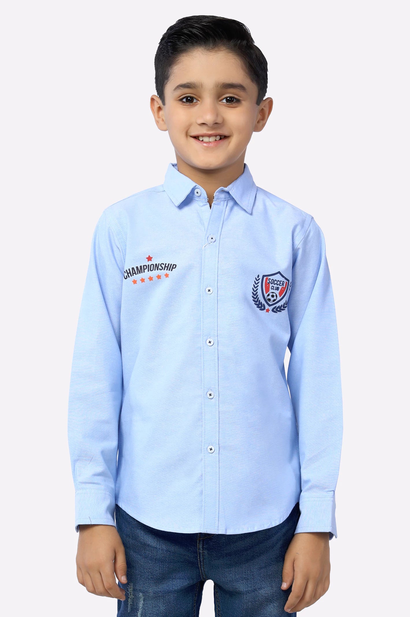 Minimalist Button Down Shirt-Blue Textured Boys Shirt