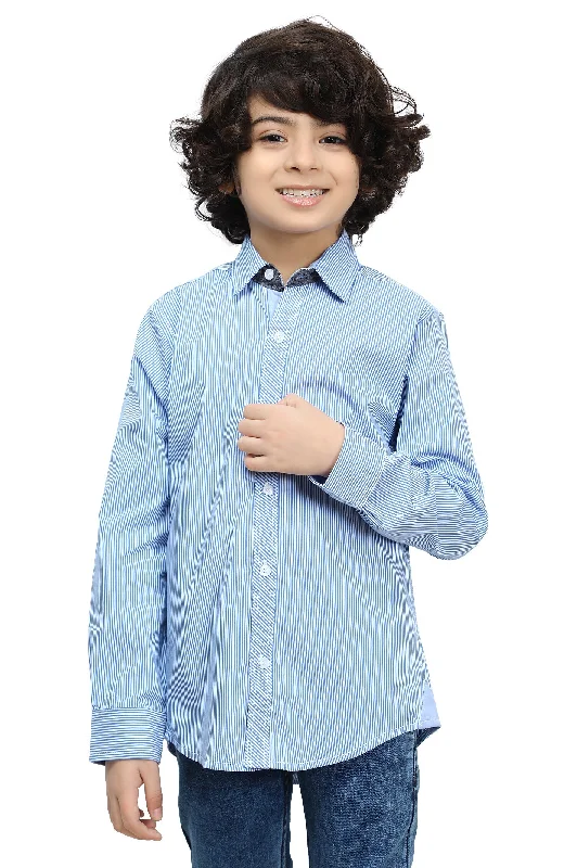 UV Protection Button Down Shirt-White Bengal Stripe Casual Shirt