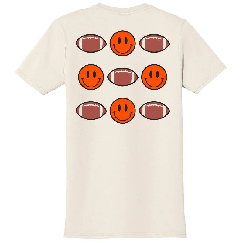 Music T-Shirt-Footballs & Smiley Faces - Comfort Colors® Tee