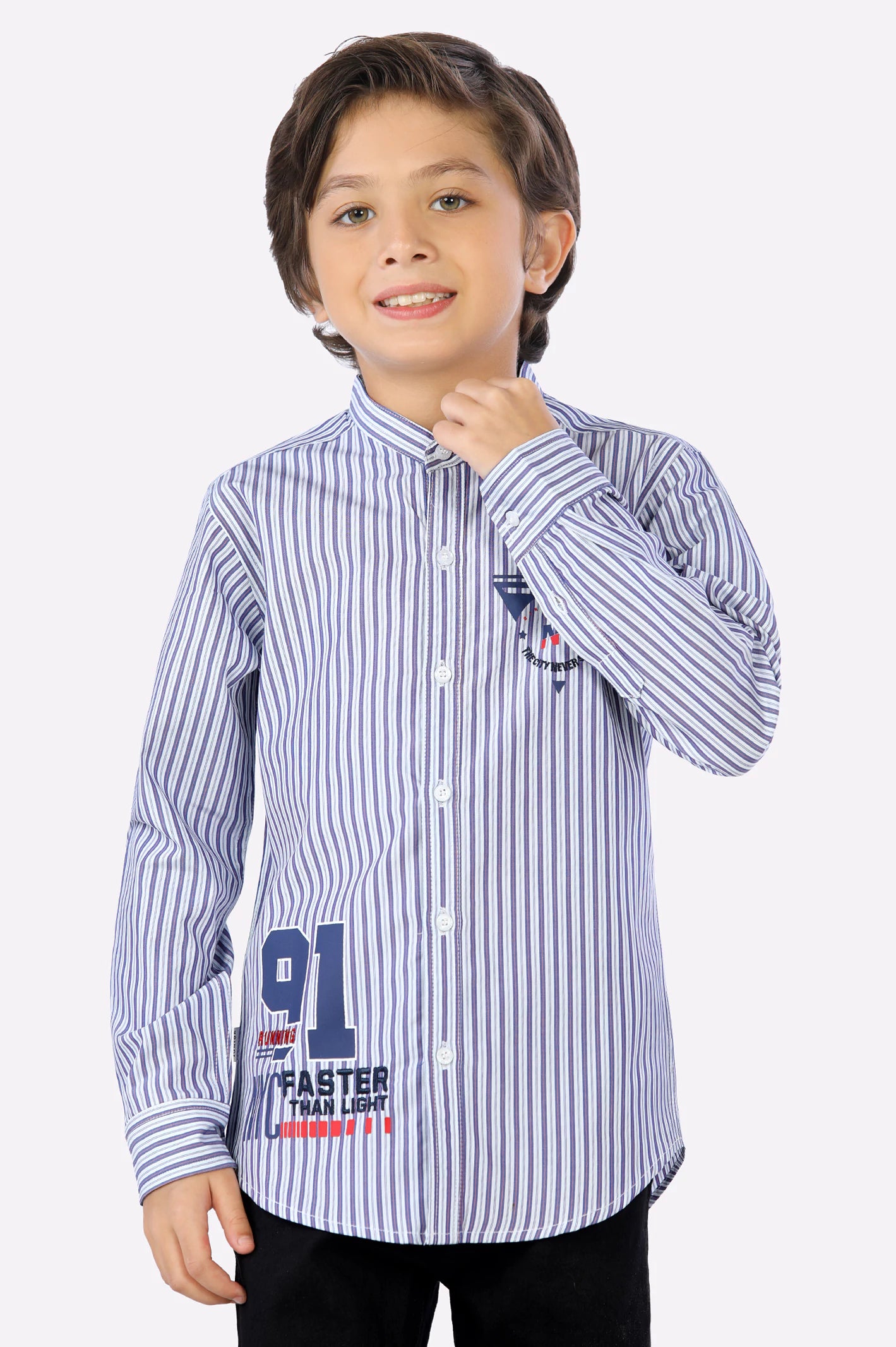 Beach Button Down Shirt-Multicolor Shadow Stripe Boys Shirt