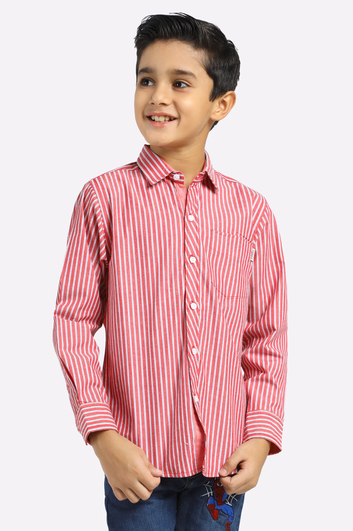 Gaming Button Down Shirt-Red Stripe Casual Shirt