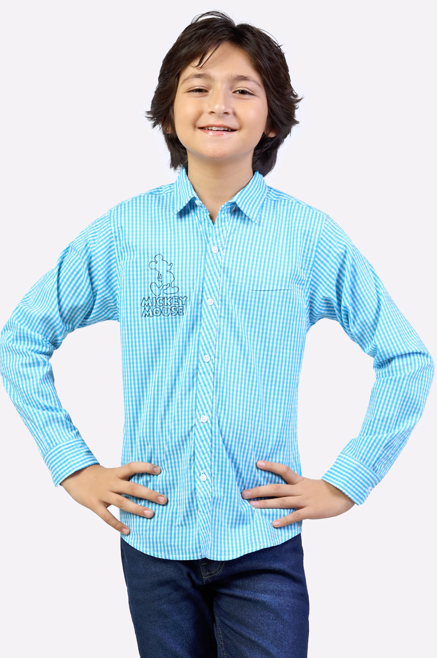 Cozy Button Down Shirt-Mini-Check Casual Shirt