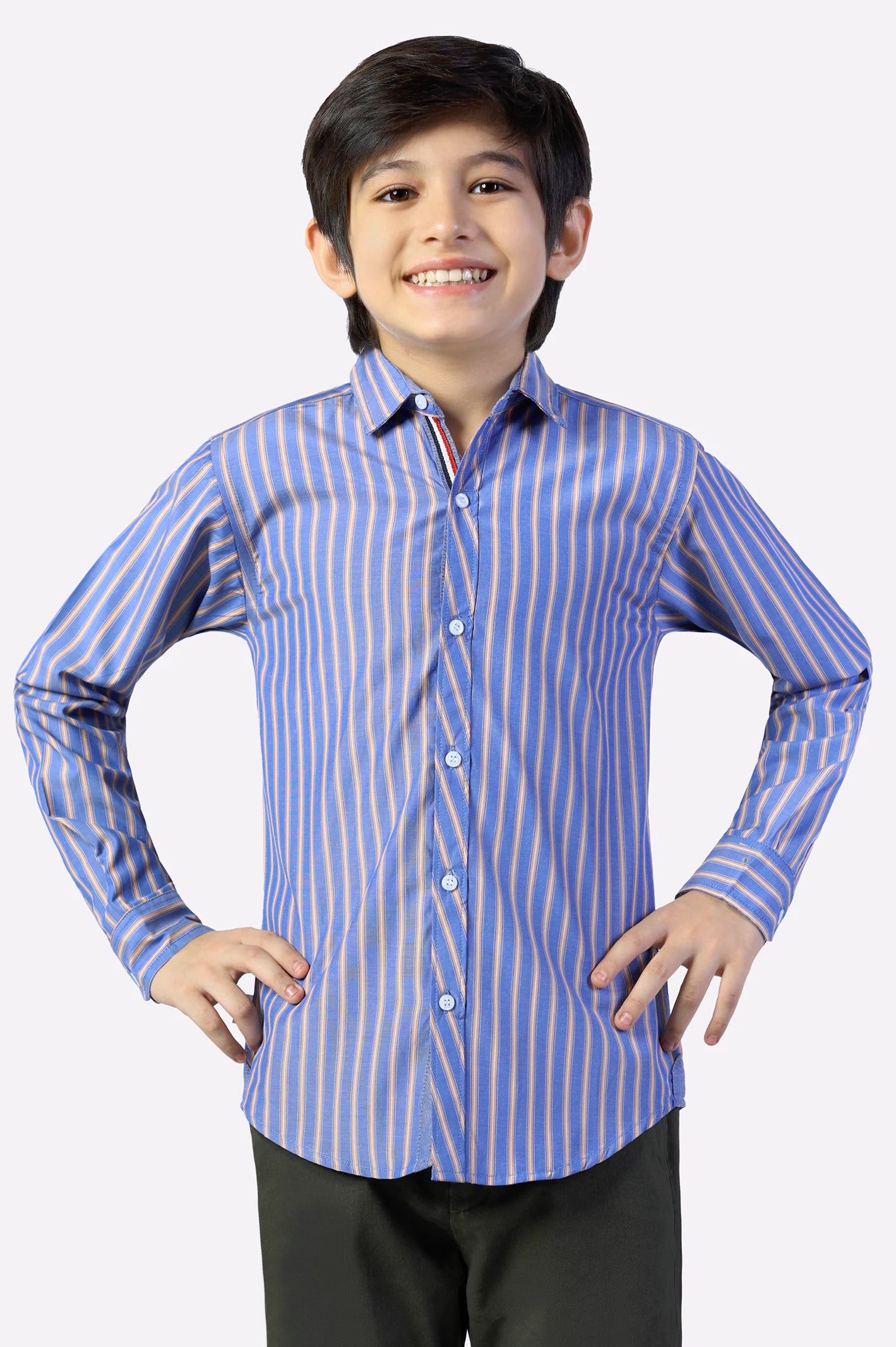 Glow In The Dark Button Down Shirt-Medium Blue Stripes Casual Shirt