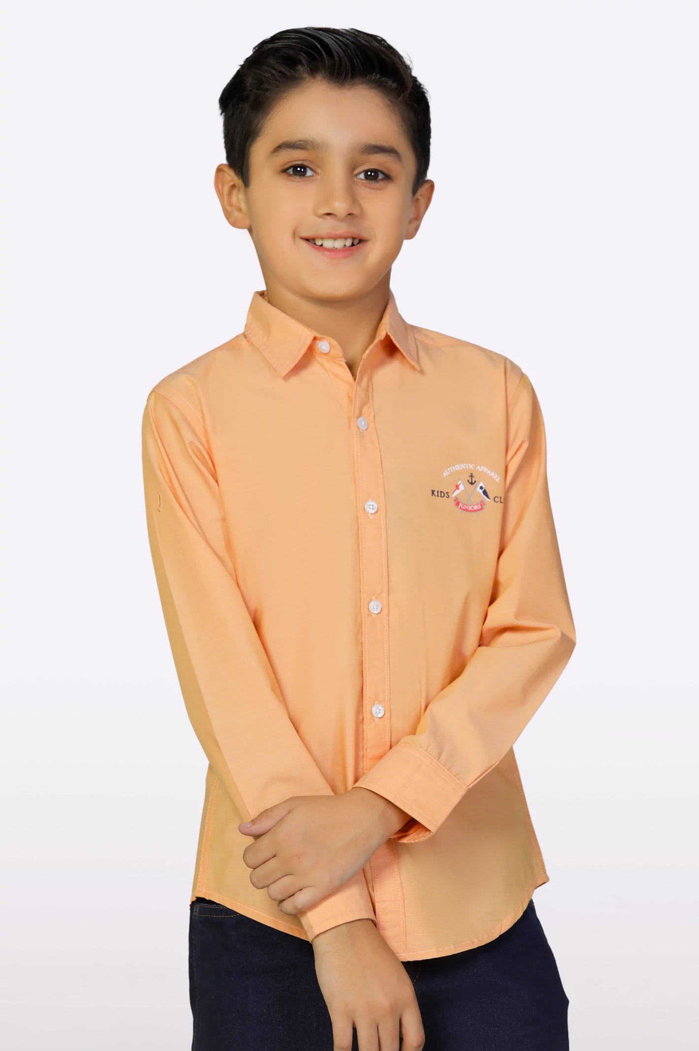 Reflective Button Down Shirt-Peach Graphic Printed Boys Shirt