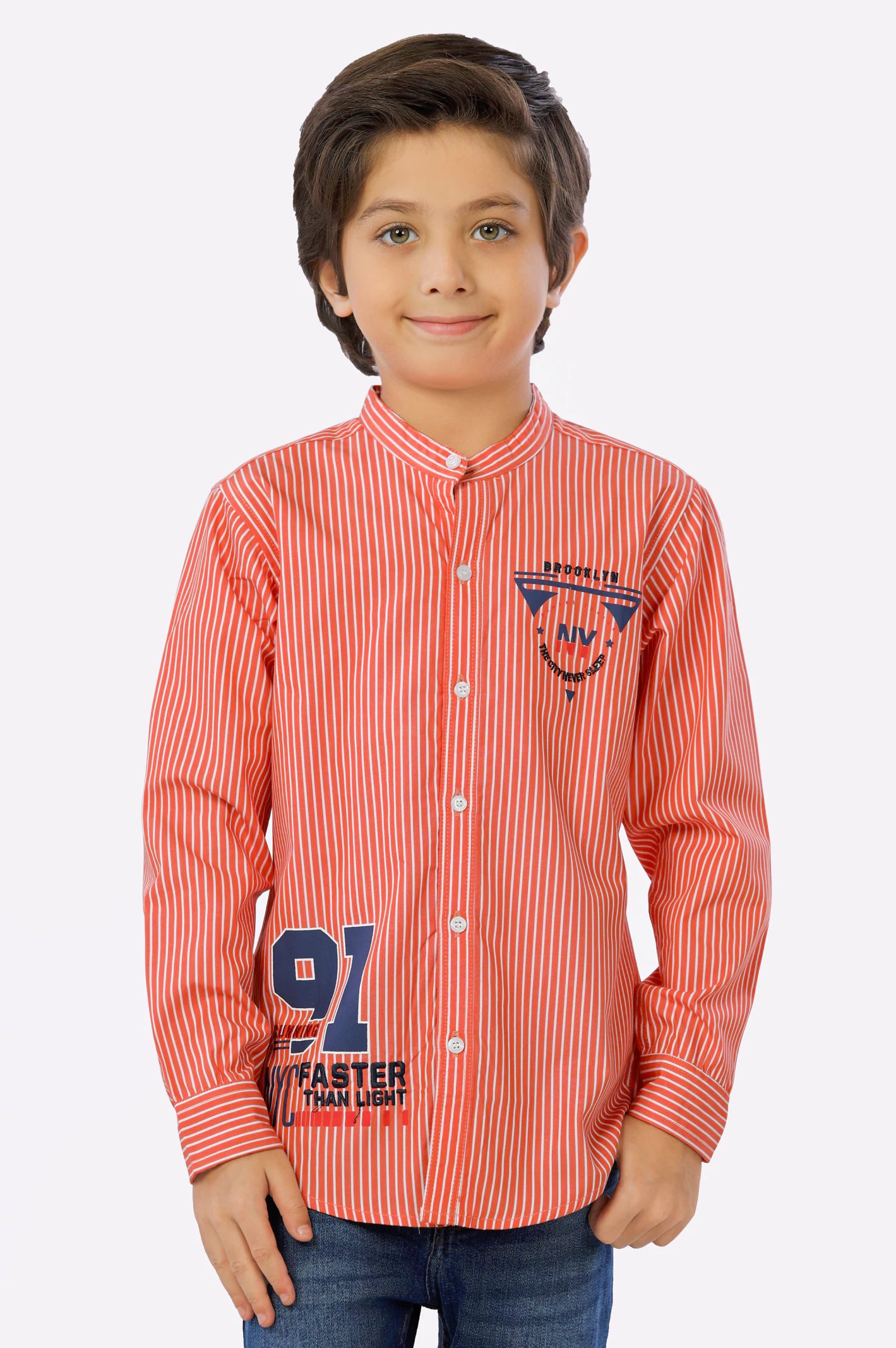 Camouflage Button Down Shirt-Rust Pinstripe Boys Shirt