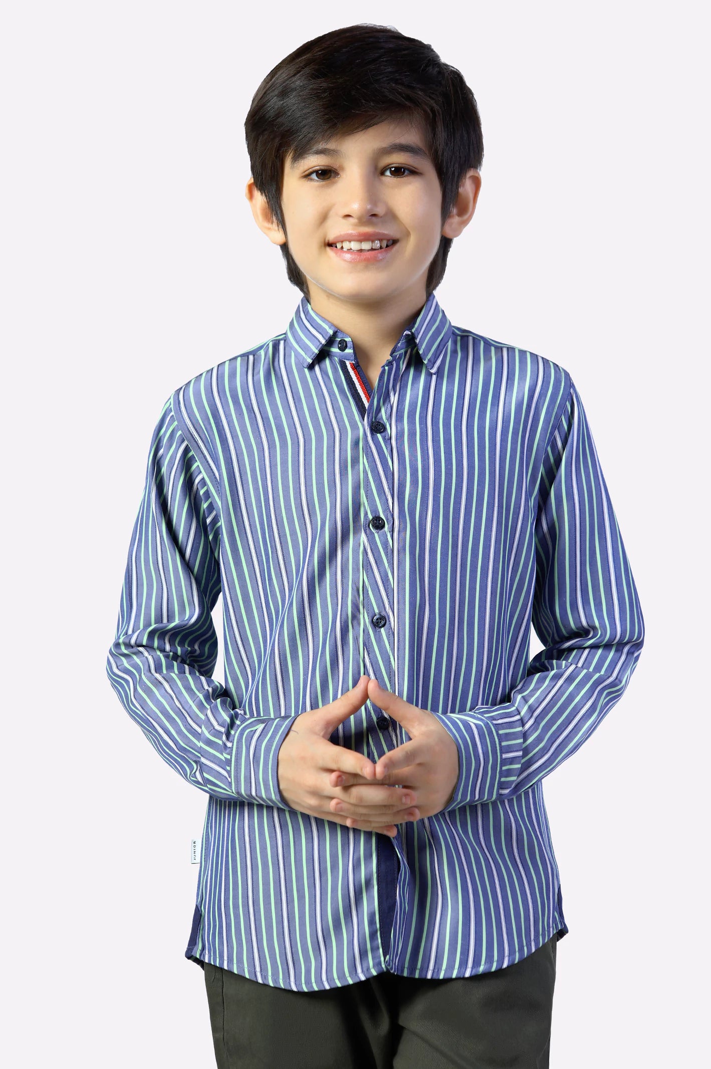 Movie Button Down Shirt-Dark Blue Shadow Stripes Casual Shirt