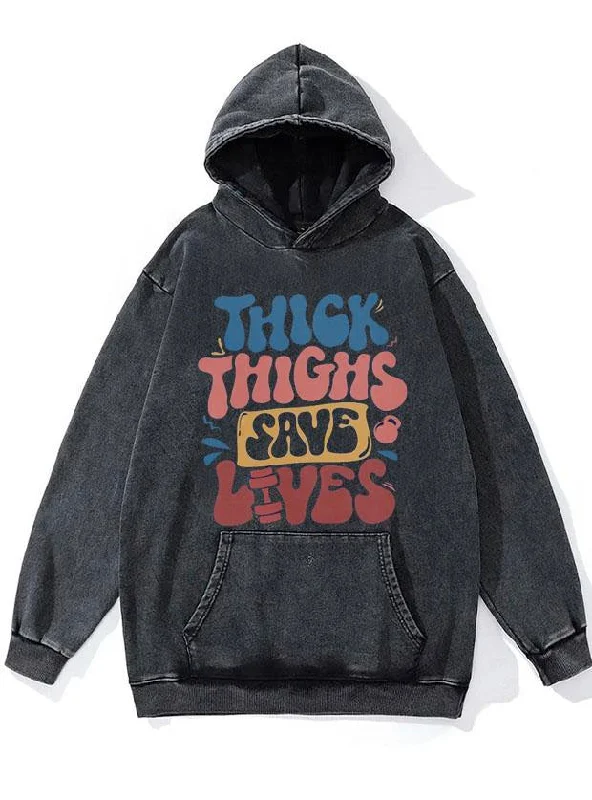 Plaid Hoodie-Thick Thighs Save Lives WASHED GYM HOODIE