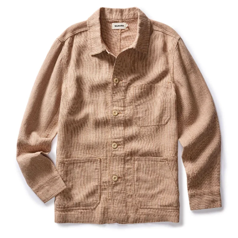 Hiking Jacket-The Ojai Jacket in Chili Stripe Linen