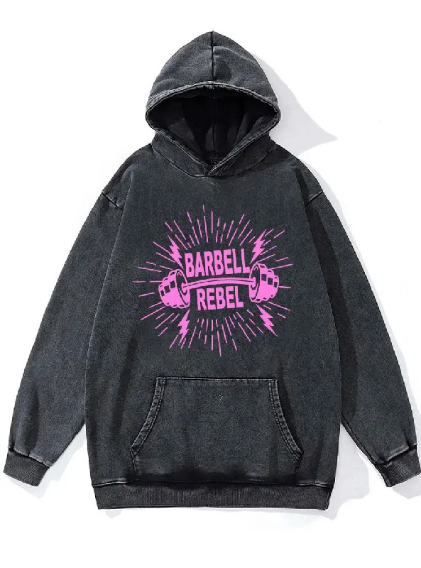 Pullover Hoodie-barbell rebel Washed Gym Hoodie