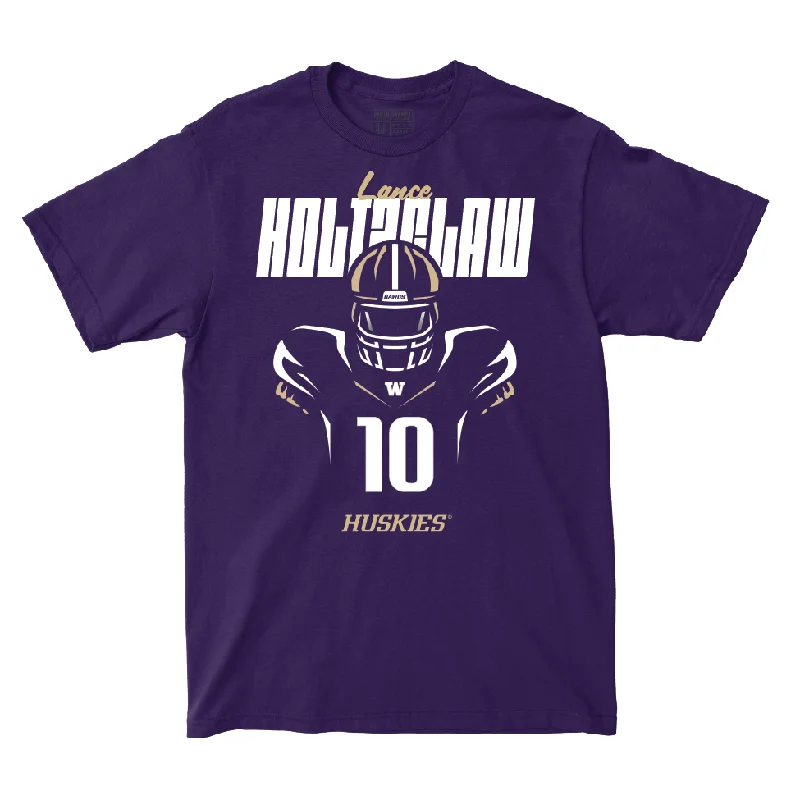 Plain T-Shirt-Football Silhouette Purple Tee - Lance Holtzclaw