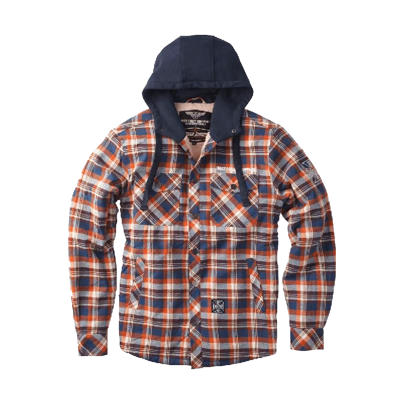 Embroidered Jacket-WCC SHERPA LINED FLANNEL JACKET - BROWN/ORANGE