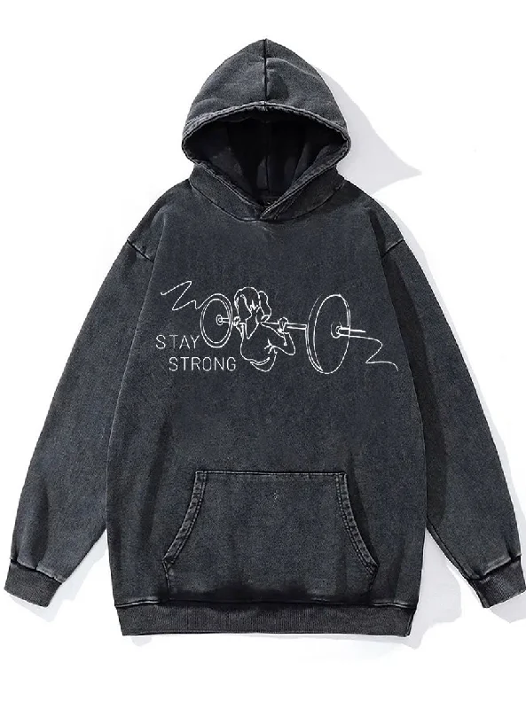 Cropped Hoodie-Stay Strong Washed Gym Hoodie