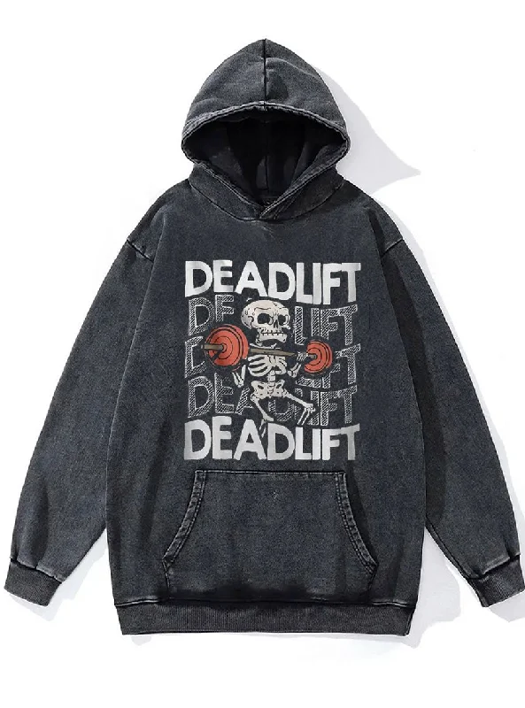 Pullover Hoodie-Skeleton Deadlift Washed Gym Hoodie