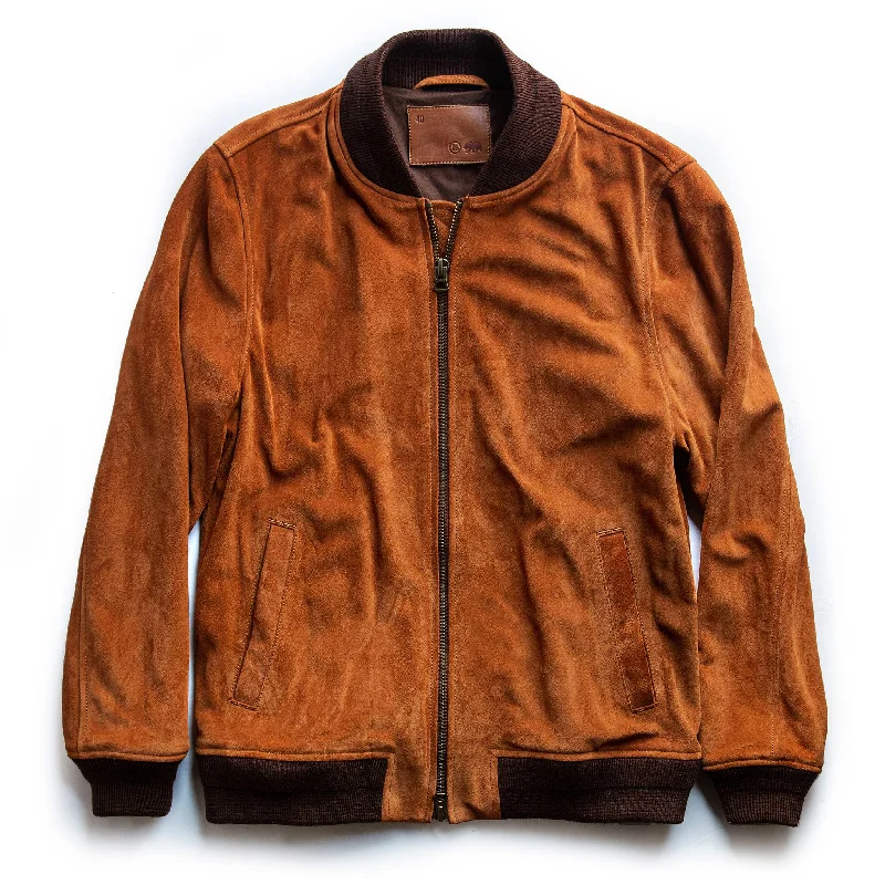 Baseball Jacket-The Bomber Jacket in Whiskey Suede