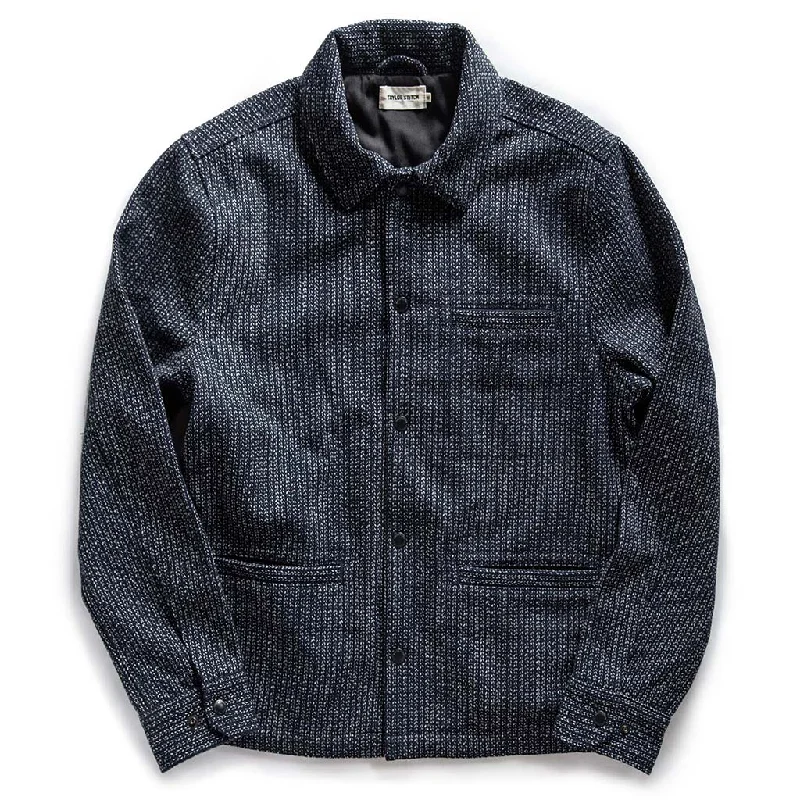 Drawstring Jacket-The Decker Jacket in Navy Wool Beach Cloth