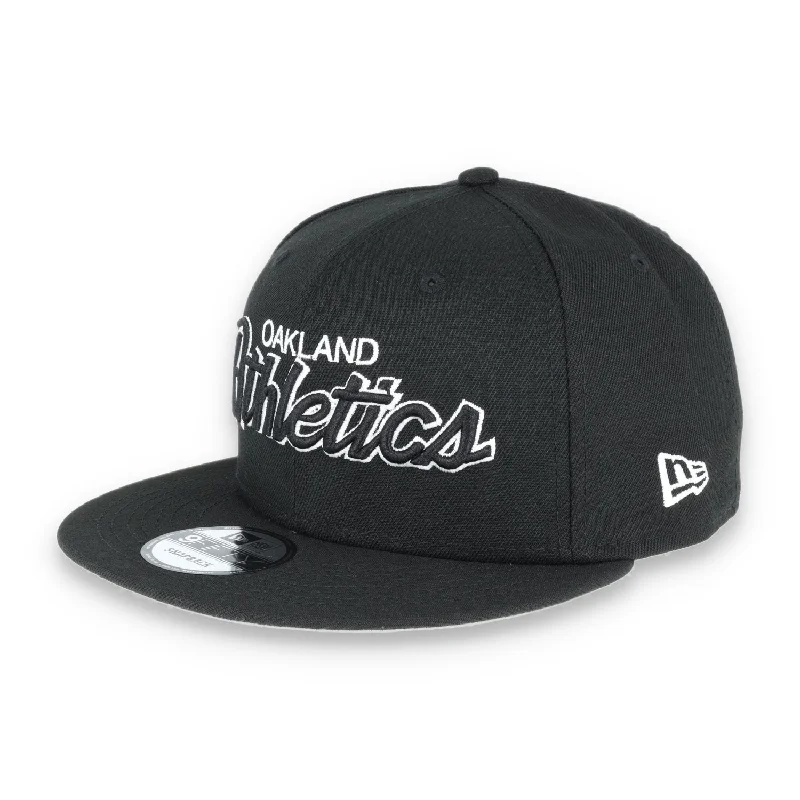 Skateboarding Hat-OAKLAND ATHLETICS NEW ERA SCRIPT 9FIFTY SNAPBACK-BLK/WHT