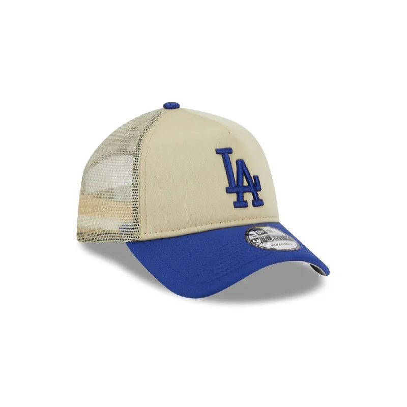 Gothic Hat-New Era Los Angeles Dodgers All Day 9Forty A-Frame Trucker-Tan/Blue