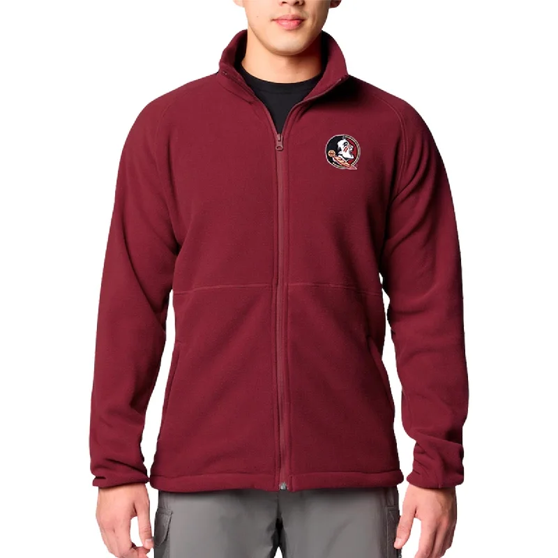 Running Jacket-Columbia Men's Seminole Logo Flanker IV Fleece Jacket - Garnet