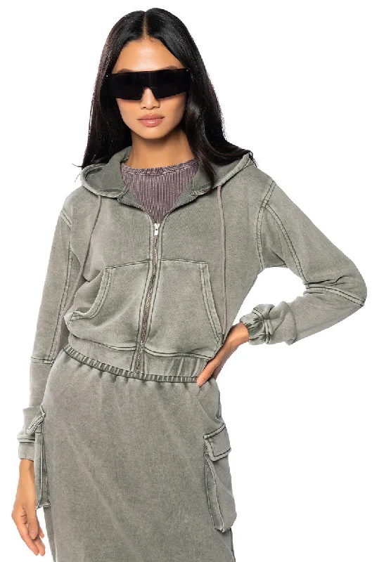 Oversized Hoodie-HURRICANE CROPPED ZIP UP HOODIE