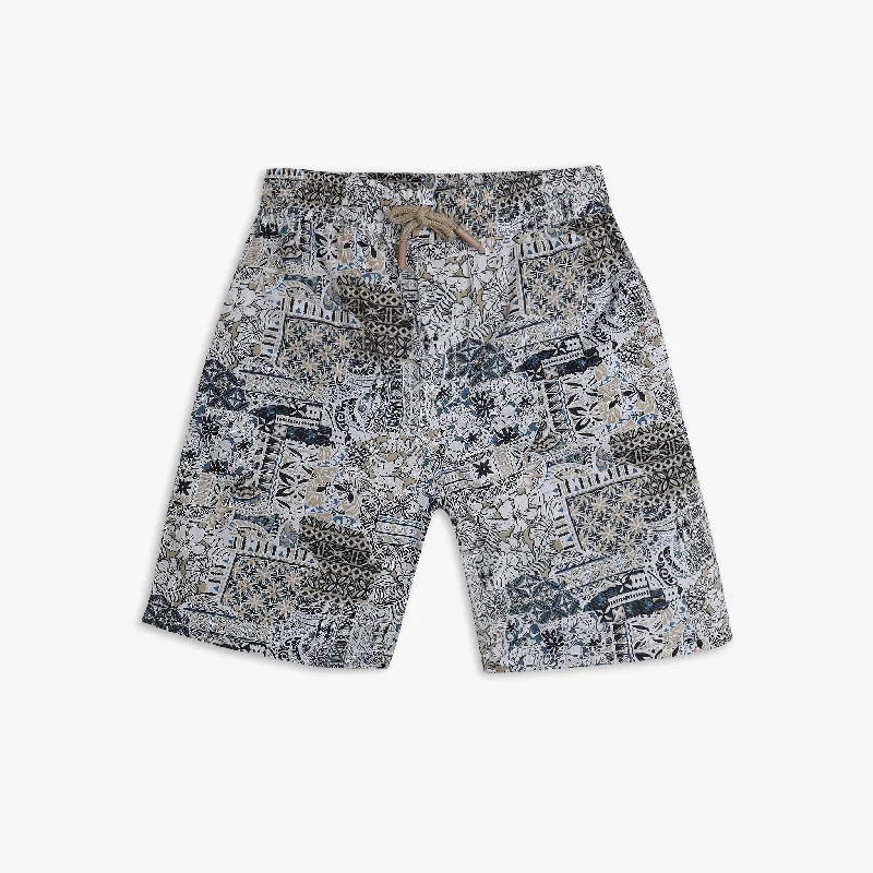 Drawstring Shorts-Boys Regular Fit Printed Mid Rise Shorts