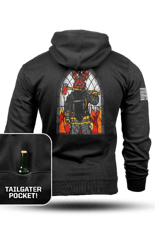 Utility Hoodie-Stained Glass Firefighter - Tailgater Hoodie