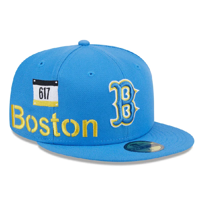 Flat Brim Hat-New Era Boston Red Sox City Connect Icon 9FIFTY Snapback Adjustable Hat-Light Blue