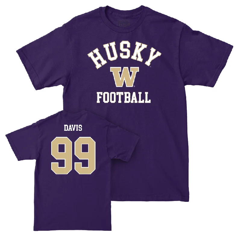 V Neck T-Shirt-Football Purple Classic Tee   - Russell Davis