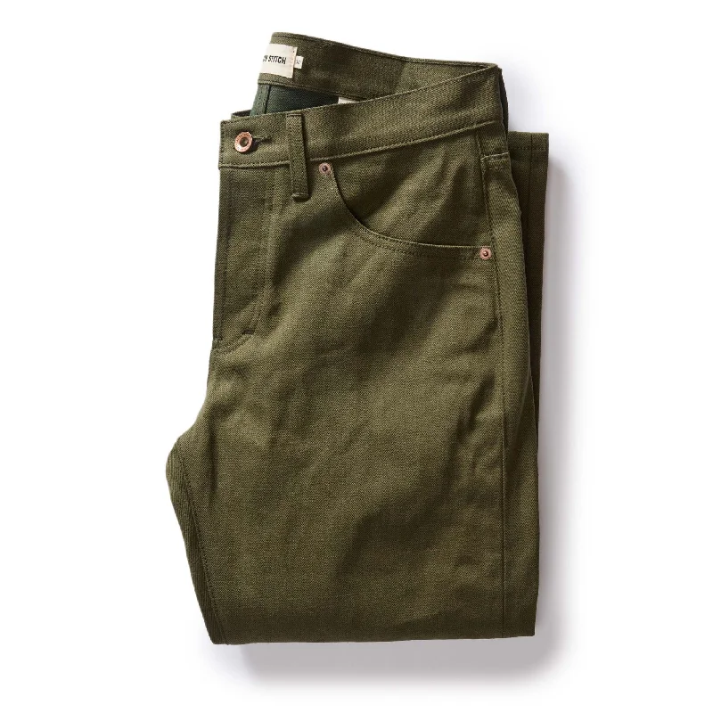 The Slim Jean in Olive Nihon Menpu Selvage