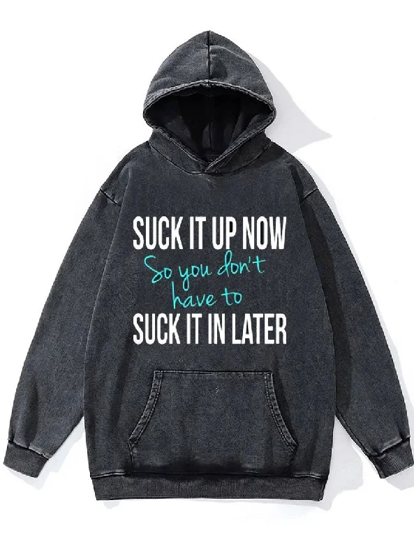 Football Hoodie-Suck It Up Now Washed Gym Hoodie