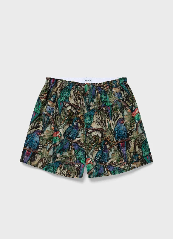 Streetwear Shorts-Men's Classic Boxer Shorts in Liberty Fabric in Jungle