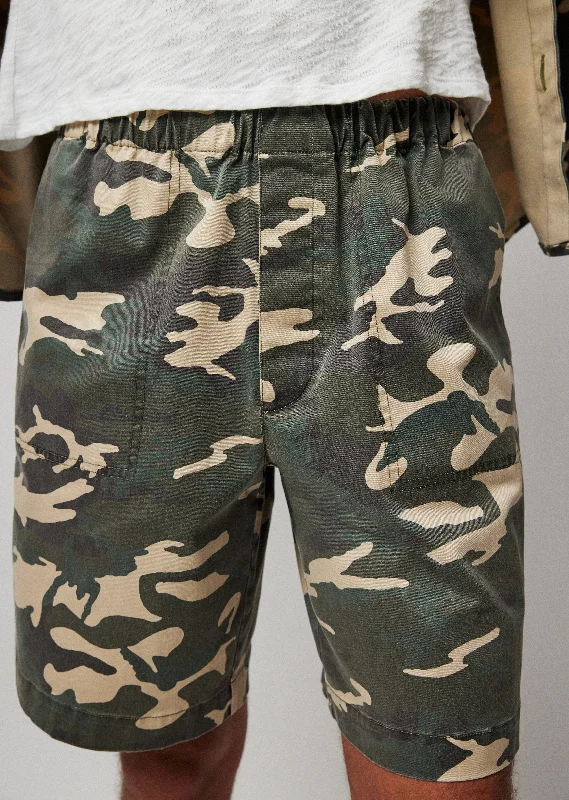 Water Resistant Shorts-Cotton Twill with Camo Print Shorts - Classic Camo