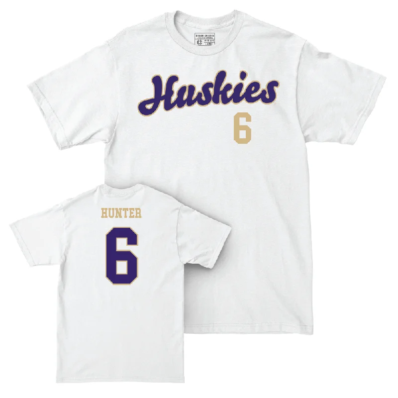 Plain T-Shirt-Football White Script Comfort Colors Tee   - Jeremiah Hunter