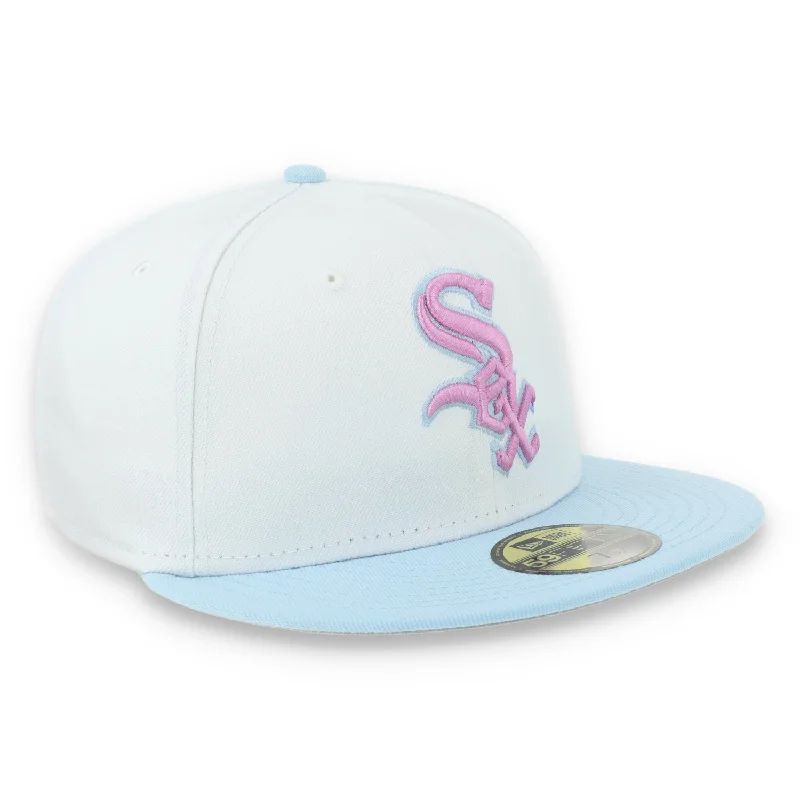 Aesthetic Hat-New Era Chicago White Sox Color Pack 59FIFTY Fitted Hat-White/Light Blue /Pink