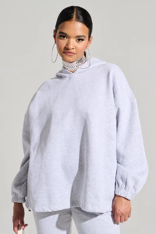 Cozy Hoodie-DEXTRA OVERSIZED HOODIE IN HEATHER GREY