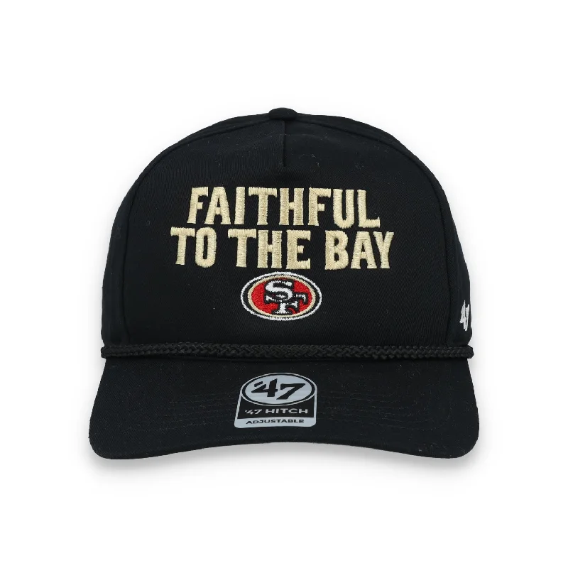 Cuffed Beanie Hat-'47 Brand San Francisco 49ers Rope Hitch Adjustable Hat-Black