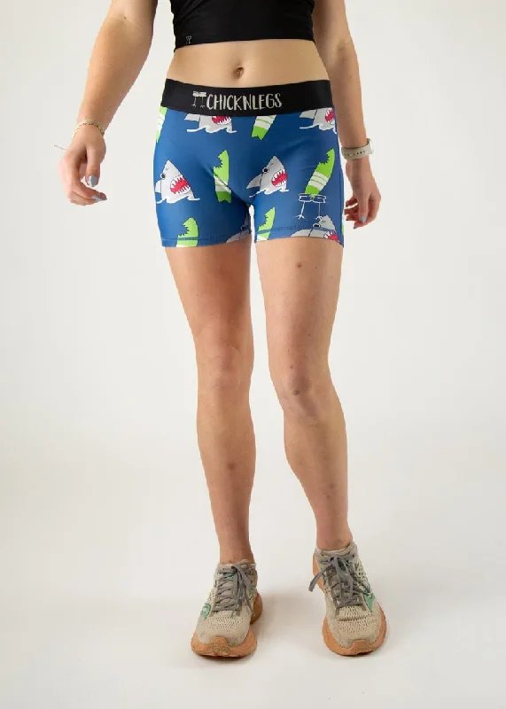 Lounge Shorts-Women's Blue Sharks 3" Race Compression Shorts