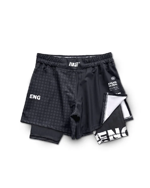 Reflective Shorts-Grid Tech (Black) 2-in-1 Hybrid Shorts