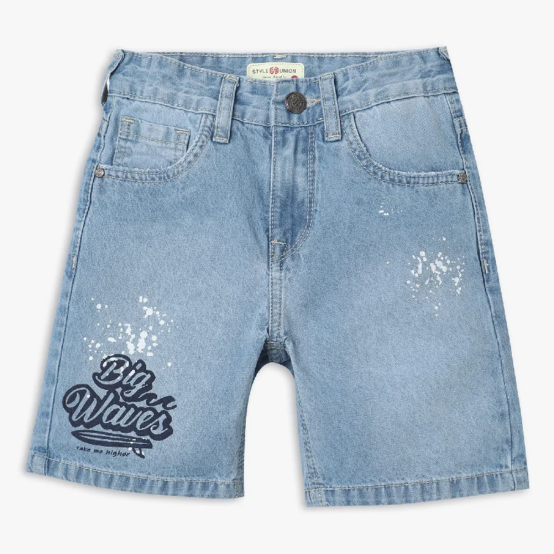 Fishing Shorts-Boys Regular Fit Embellished Mid Rise Shorts