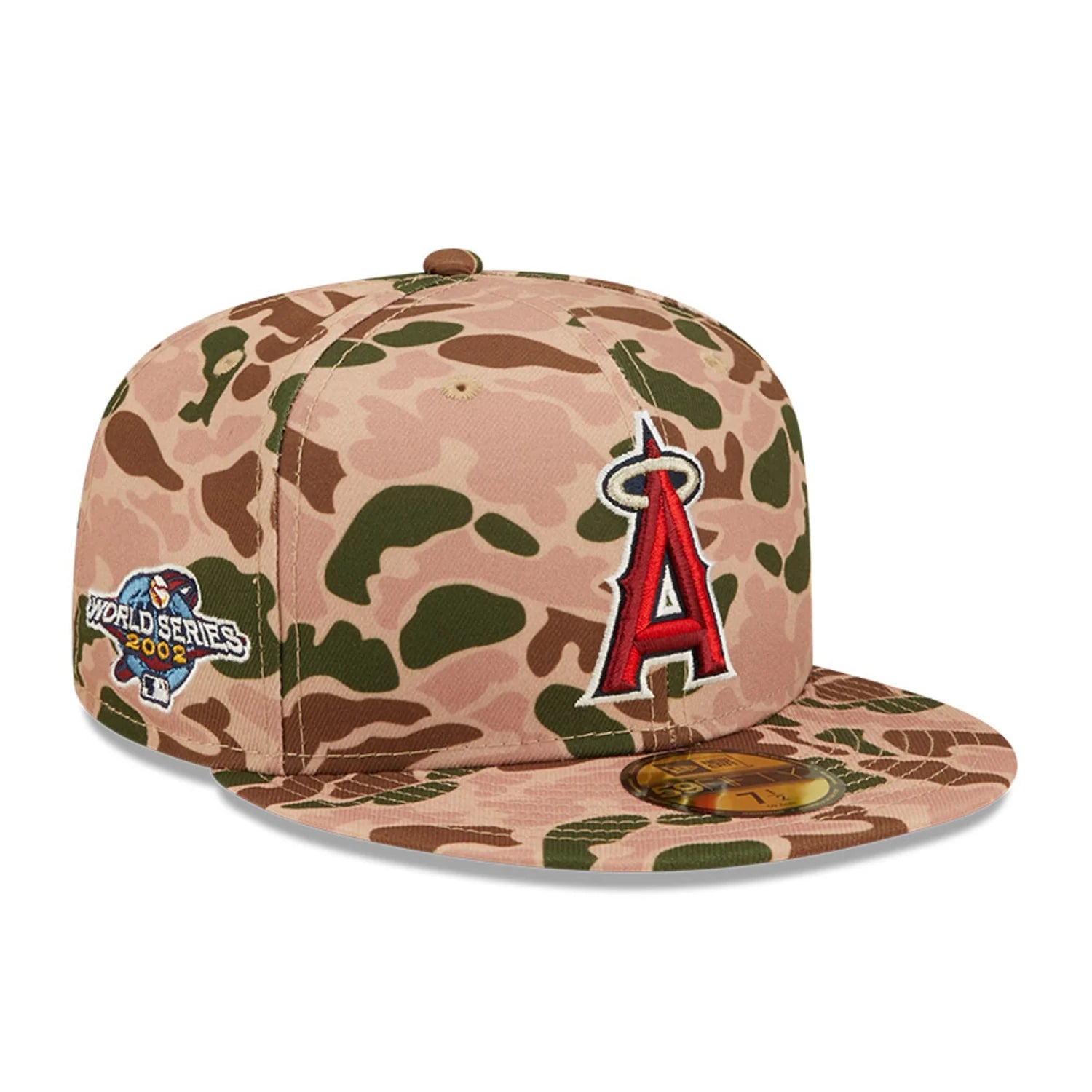 Waterproof Hat-New Era Los Angeles Angels 2002 World Series Side Patch Duck Camo 59FIFTY Fitted Hat