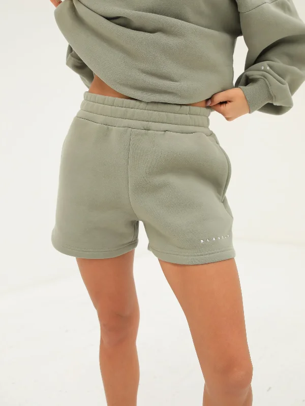 Embroidered Shorts-Isabel Jogger Shorts - Olive