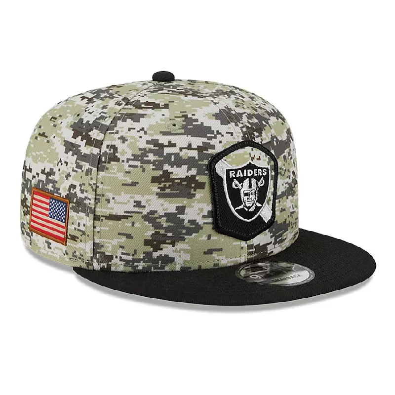 Skull Cap Hat-New Era Las Vegas Raiders Salute to Service 2032 9FIFTY Snapback Hat-