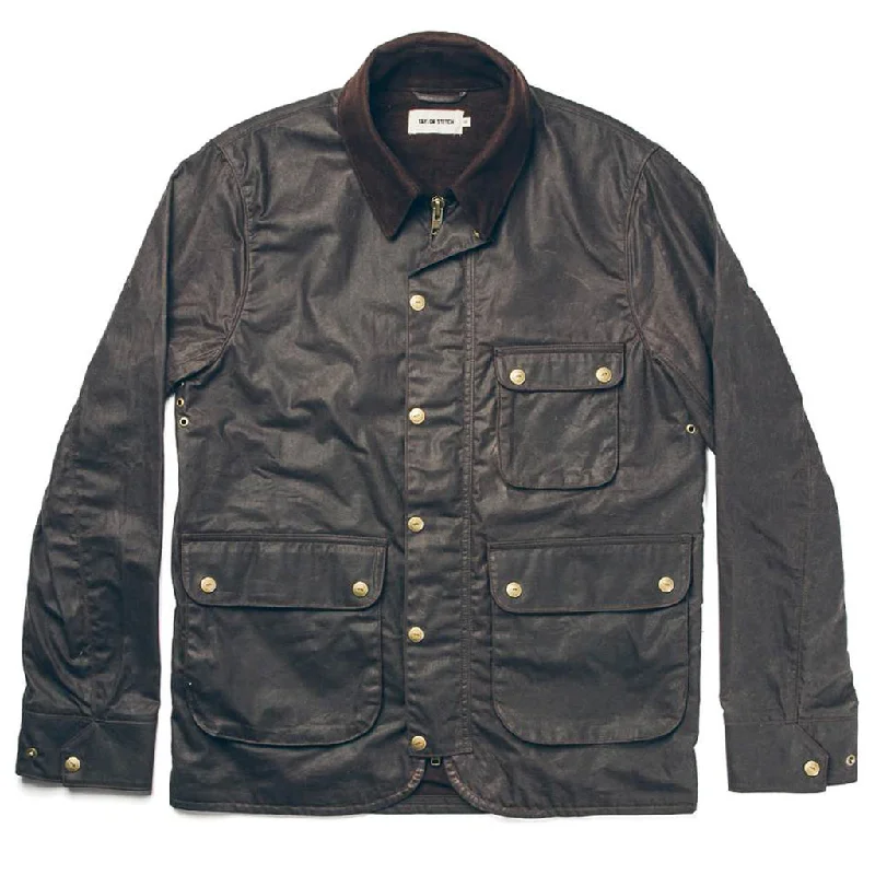 Racing Jacket-The Rover Jacket in Chocolate Beeswaxed Canvas