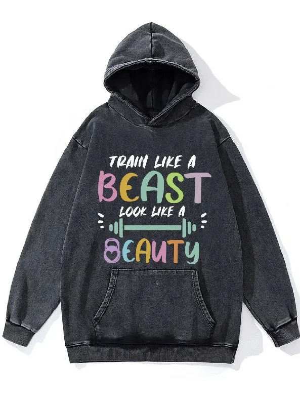 Custom Hoodie-Train Like A Beast Washed Gym Hoodie