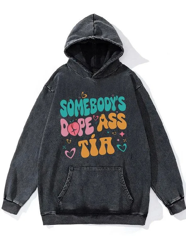 Striped Hoodie-Somebody's Dope Ass Tía WASHED GYM HOODIE